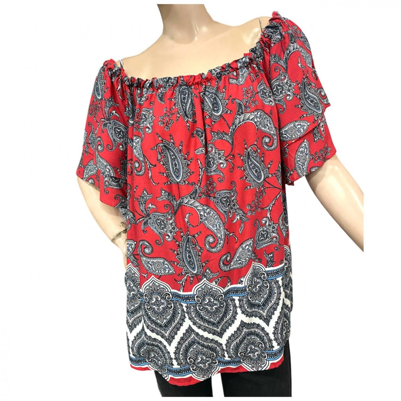 BLUSA CASUAL  CAMPESINA PLUS SIZE - STEFANYMODA