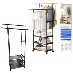 ORGANIZADOR MULTIFUNCIONAL DE  ACERO  ( ROPERO CON RUEDAS) - 